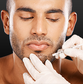 beauty facial and botox with face of man for plas 2022 botox injections